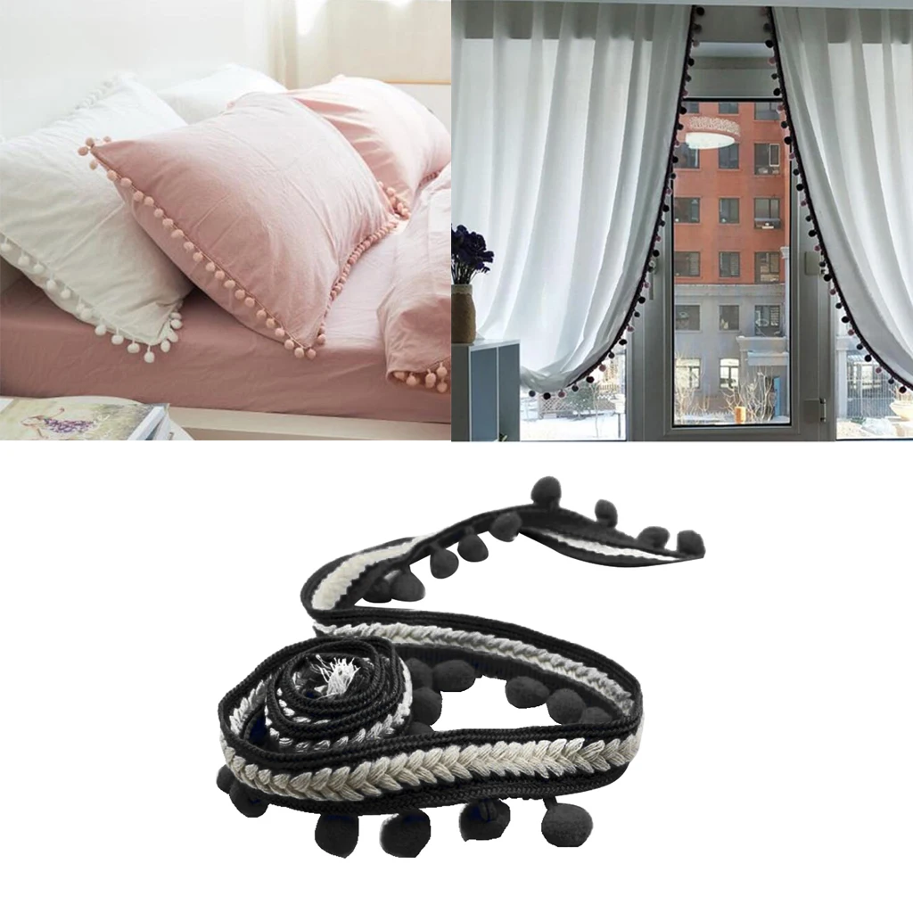 5 Yards Curtain Trim Ribbon Pom Bead Tassel Fringe Sewing Upholstery Decor | Дом и сад