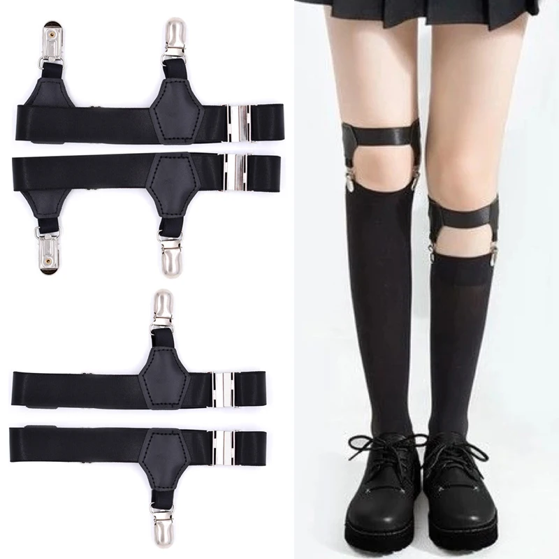 

1 Pair Black Men Women Socks Garter Suspenders Braces Clip Belt Hold Up Non-slip Clips Prevent Socks From Falling Off Garters
