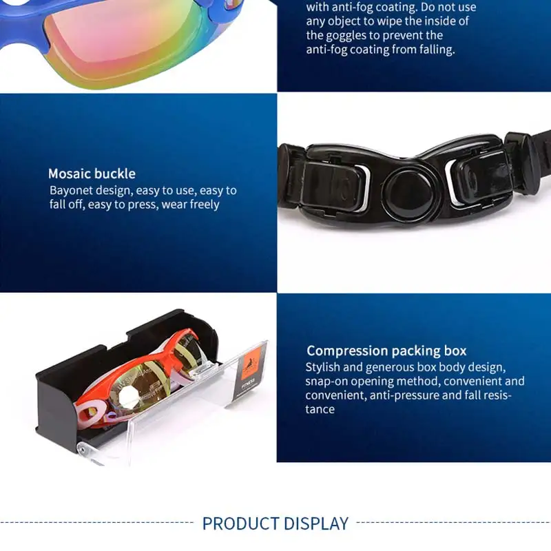 

Professional Swimming Goggles Swimming Glasses with Earplugs Nose Clip Electroplate Waterproof Silicone Glasses
