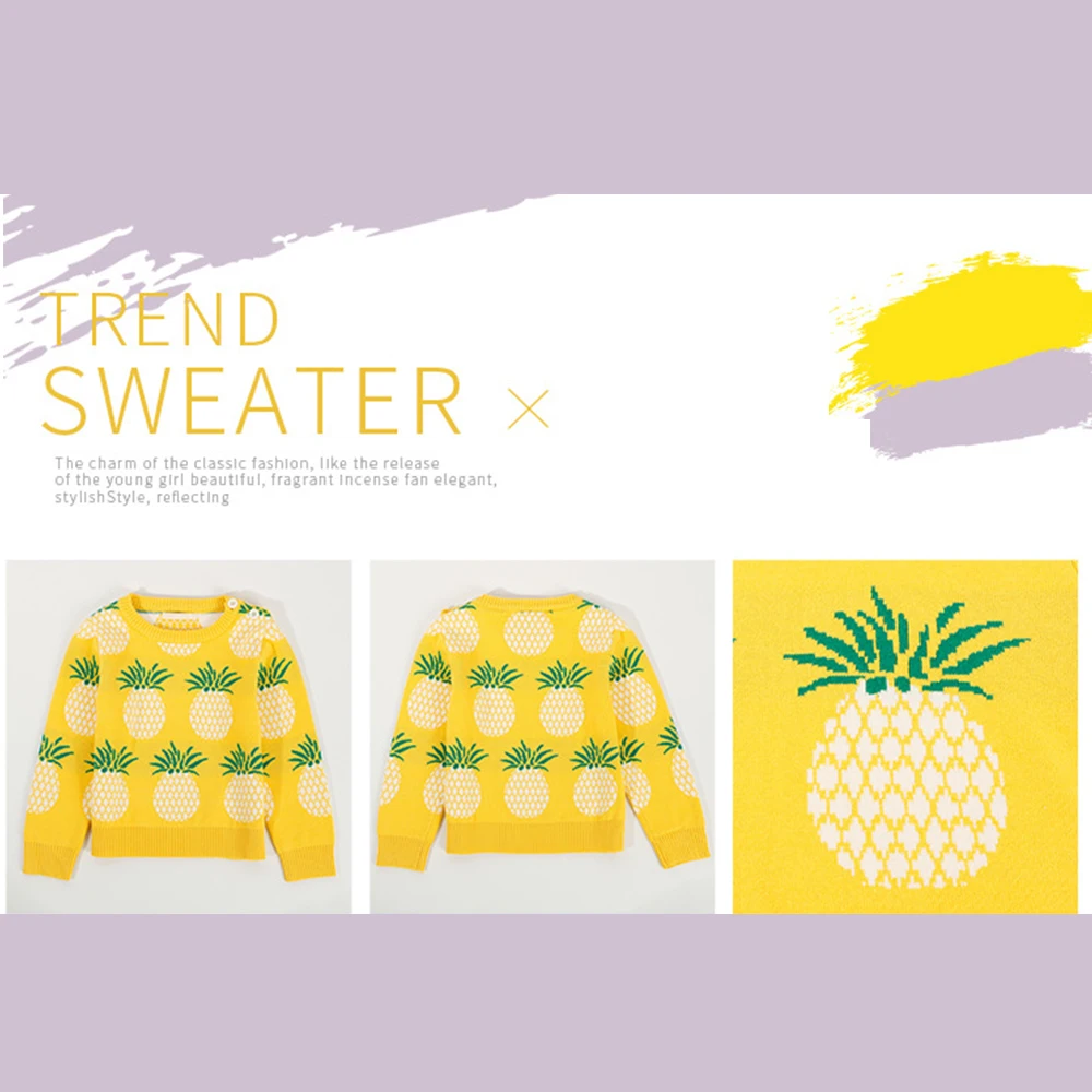Новинка 2020 года Детские свитера Вязаные с рисунком ананаса Одежда для детей и