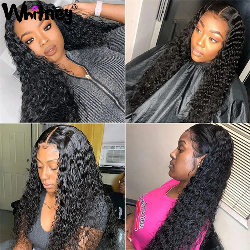 

Water Wave Human Hair Lace Front Wig Brazilian Remy Hair HD Transparent Lace Closure Wigs For Women Deep Curly T-Part Lace Wigs