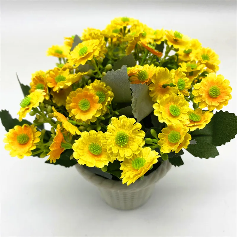 

Artificial Bonsai Plastic Fake Daisy Flower Potted Plant for Home Garden Balcony Desktop Decoration