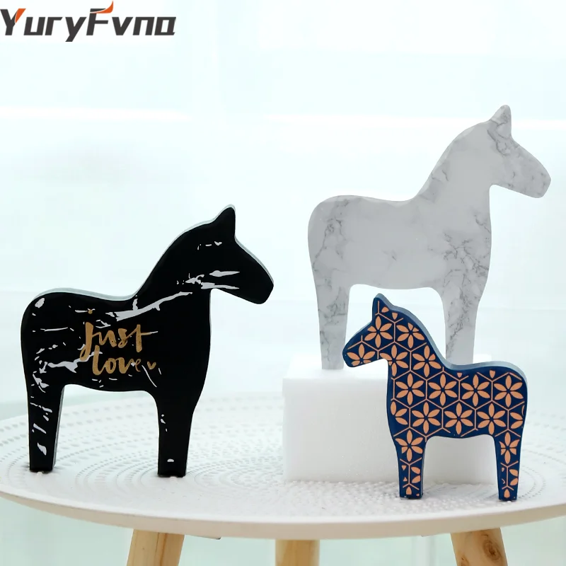 YuryFvna Nordic Стиль Детская украшения Деревянный конь Статуэтка Детские комнаты в