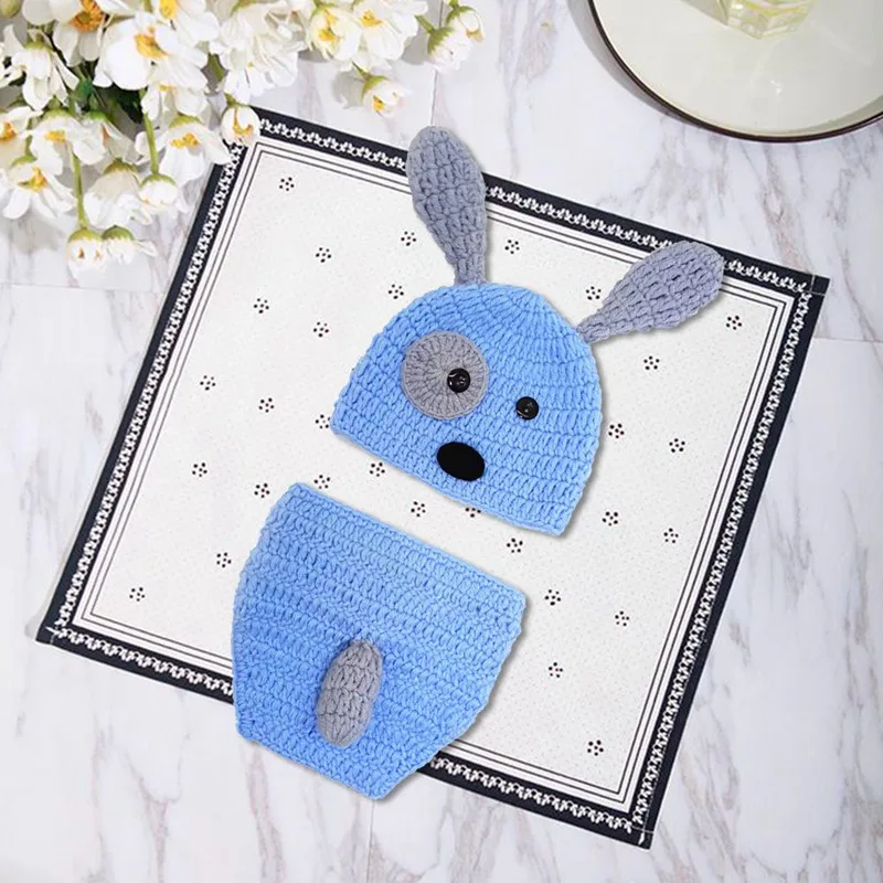 Accesorios de fotograf&iacute;a reci&eacute;n nacido Crochet tejido a mano beb&eacute; traje ropa para 0-6Months beb&eacute; fotograf&iacute;a ropa recuerdos para beb&eacute;s-3