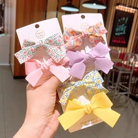 hot sale 2 pcs floral bow children hairpin kids headdress printed side bangs clip fashion accessories hair clip for girl