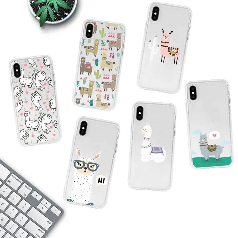 

Kawaii Cute Llama Alpaca Animals Cartoon Phone Case for iPhone 11 12 13 mini pro XS MAX 8 7 6 6S Plus X 5S SE 2020 XR clear case