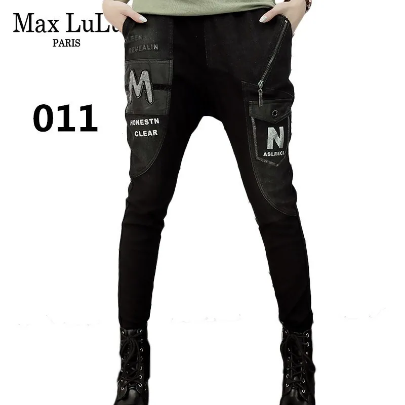 Max LuLu Роскошные корейские винтажные женские штаны-шаровары женские черные рваные джинсы с эффектом пуш-ап женские джинсовые брюки размера плюс Pantolon