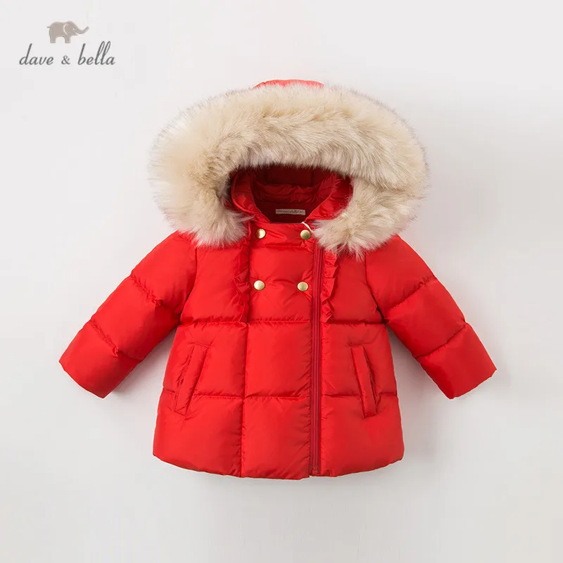 Детское пуховое пальто DB11623 dave bella зимняя верхняя одежда с меховым капюшоном и