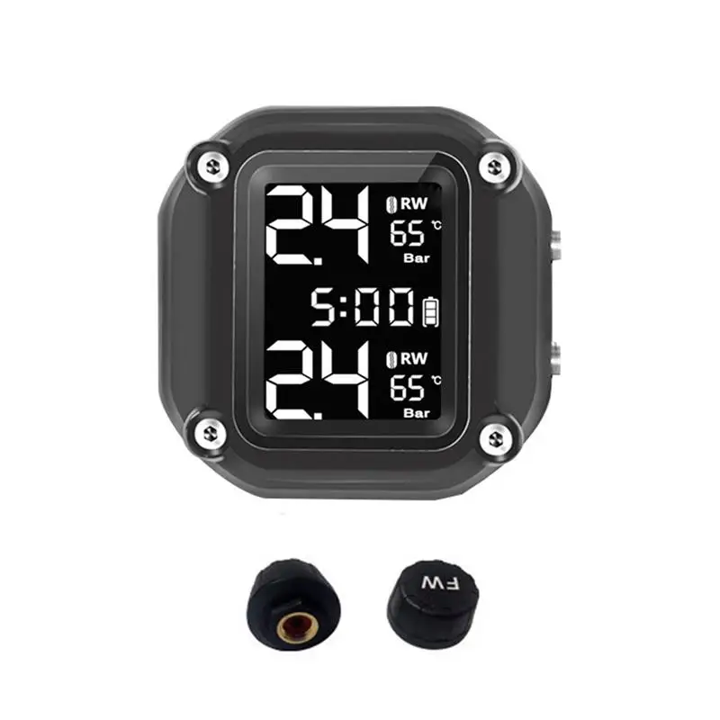 

Motorcycle Tire Pressure Monitoring System Wireless Motor Bike Tyre Pressure Monitor with 2 External Sensors