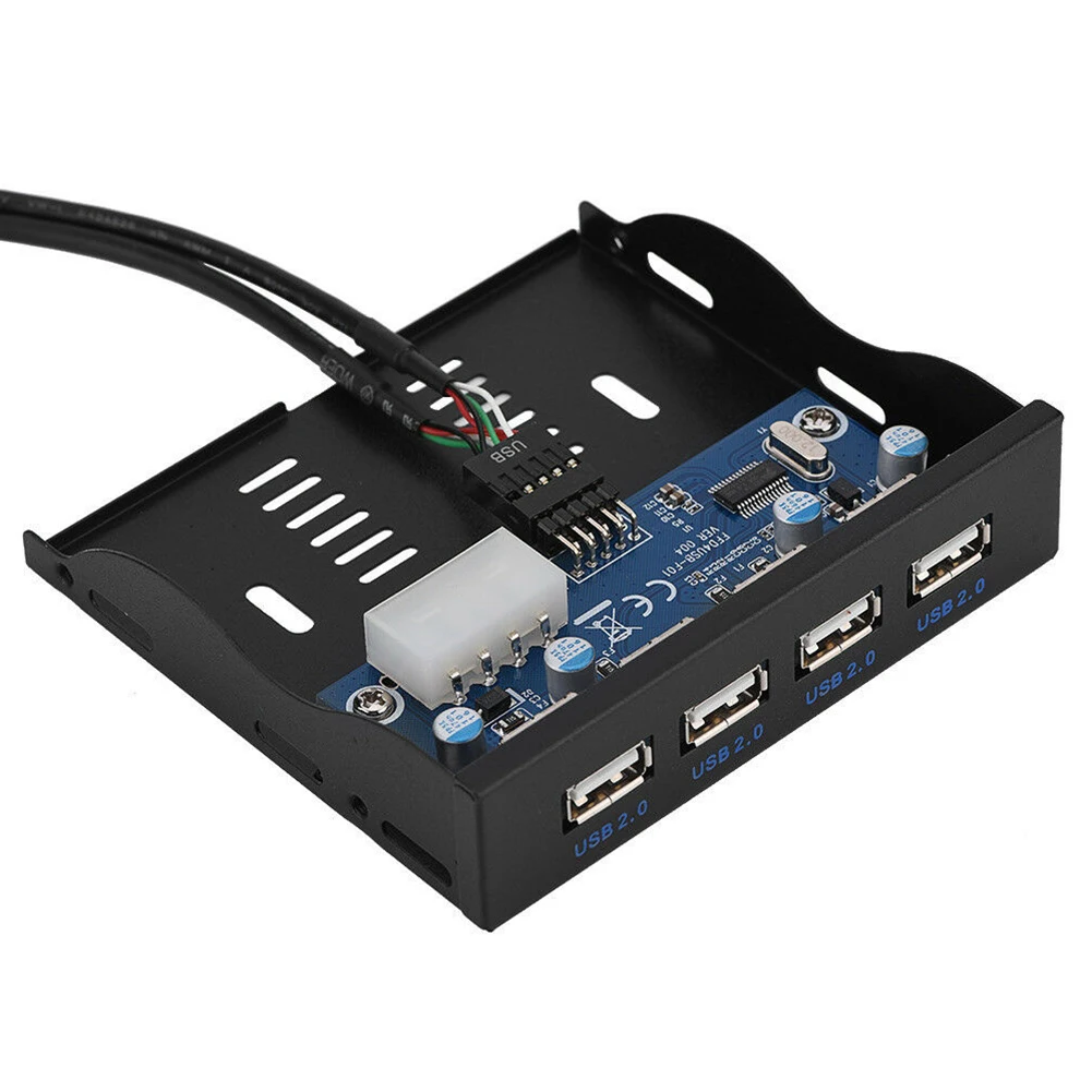 4 Port USB 2.0 Desktop Internal Bracket Floppy Bay Motherboard Cable PC With Screws Media Dashboard Front Panel 9 Pin Computer | Компьютеры