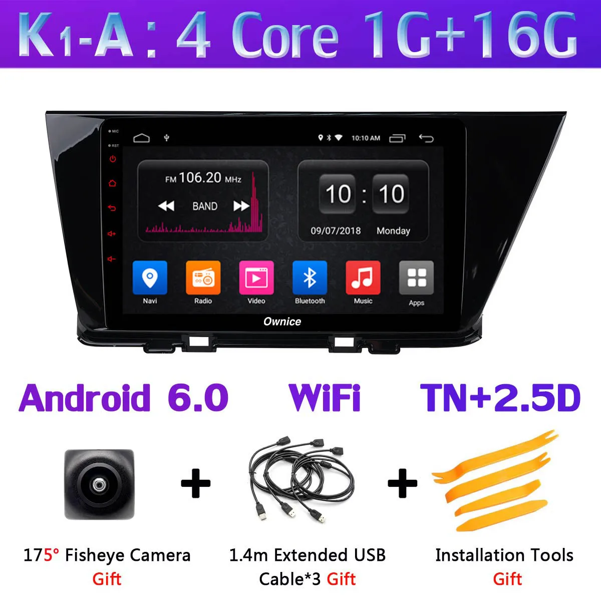 K1-A Панорамная камера 360 ° 4 × камера 4G LTE Android 9,0 8 ядер 4G+ 64G SPDIF DSP CarPlay Автомобильный gps радио плеер для Kia Niro - Цвет: K1-A