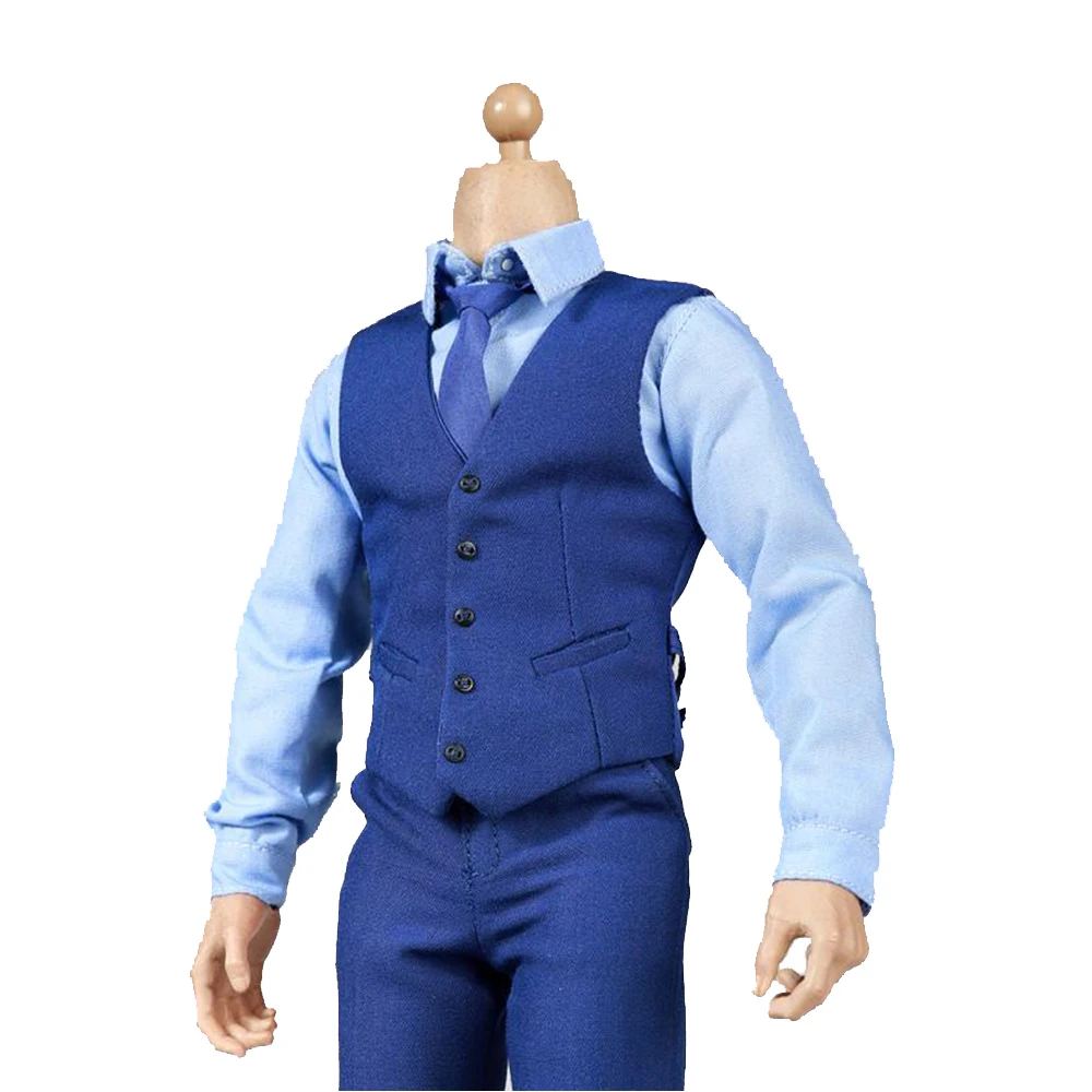 

ZCTOYS 1/6 Scale Male Clothes Gentleman Model Accessory Blue Suit Vest Shirt Pants Tie Shoes Realistic Toy For 12" Figure Action