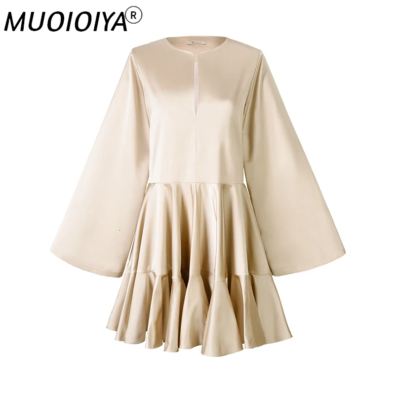 

Женское Плиссированное мини-платье, модельное дизайнерское платье с длинным рукавом, весна-осень 2021