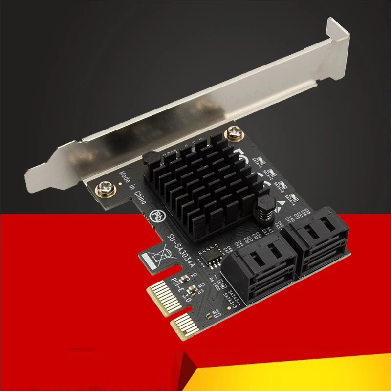 

Переходник для майнинга Чиа PCIe на 4 порта SATA 3,0 6 Гбит/с, SSD-адаптер PCI-e PCI Express Gen3 x1 SATA, контроллер, плата расширения, плата расширения