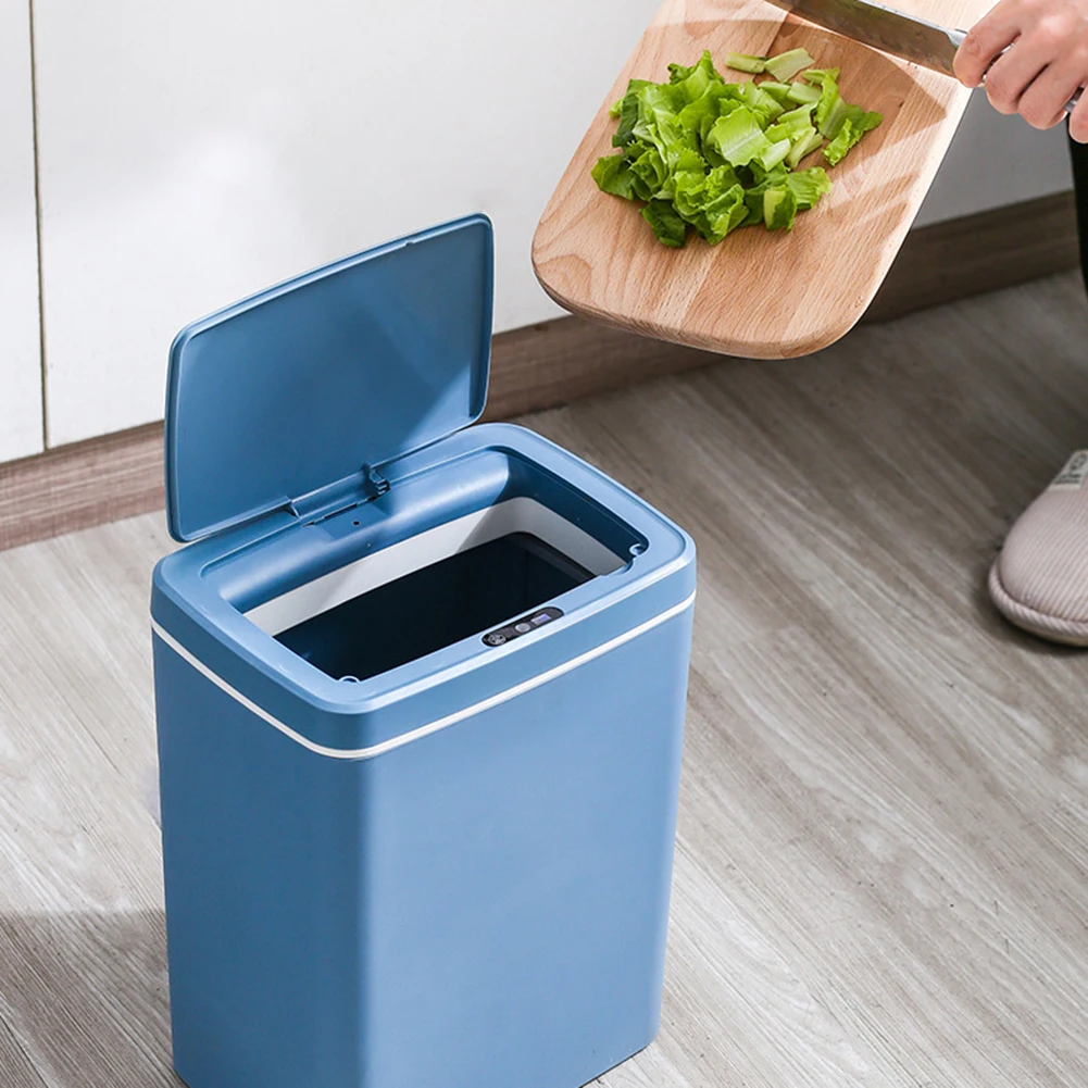 

USB Rechargeable Smart Sensor Garbage Bin Autoinduction Trash Can Wastebasket Kitchen Supplies Smart Home Automatic Opening Bin
