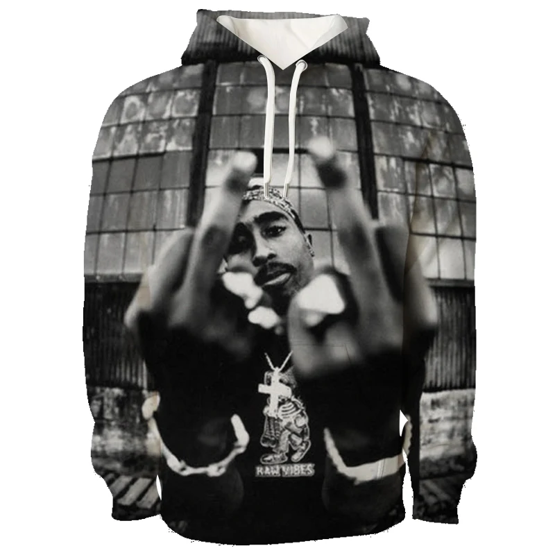 Мужская толстовка в стиле хип хоп Tupac 2pac теплая с 3D принтом зимние кофты большого