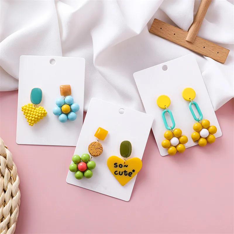 2019 ручной работы акриловые серьги женские Индивидуальные Акриловые подсолнухи