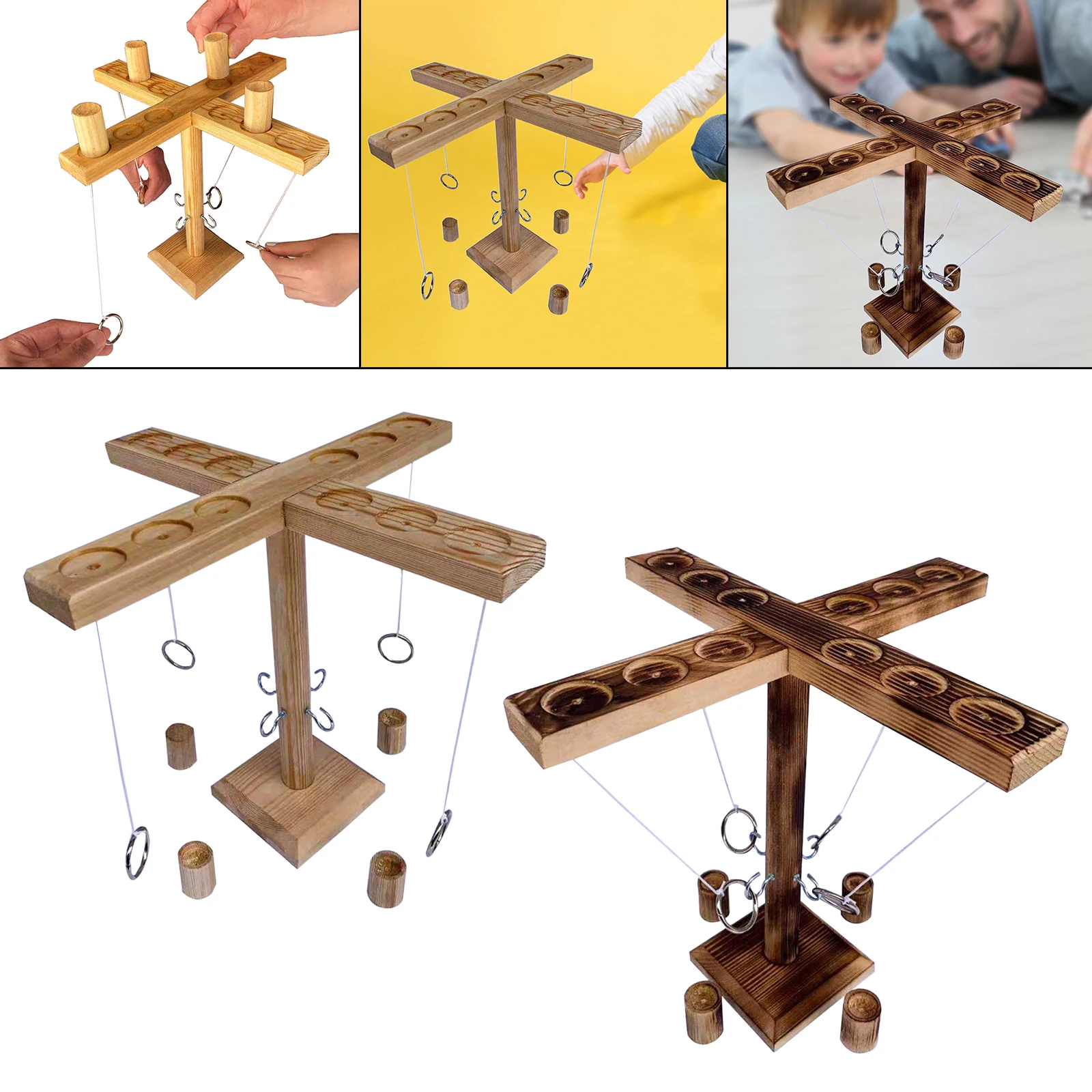 

4 Person Wooden Ring Toss Game Drinking Games Outdoor for Family Fun Party