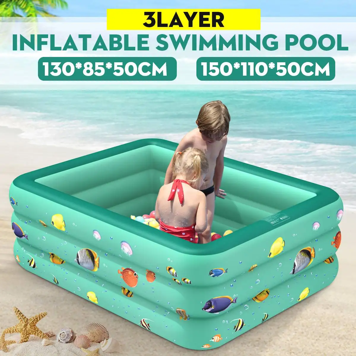 

120/130/150/180/210 Cm Rectangular Inflatable Swimming Pool Kids Paddling Pool Pvc Bathing Tub Outdoor Summer