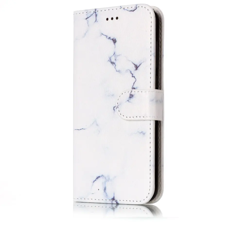 White Marble Кожаный чехол-бумажник для huawei mate 10 9 Pro P20 Plus P10 P8 P9 Lite Mini Y9 Honor 7X Enjoy 7S Чехол-книжка P01G - Цвет: White Marble