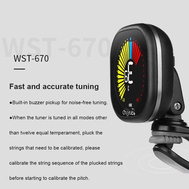 cherub wst 670 elektrische gitarre tuner pedal clip auf mini lcd display usb tuner wiederaufladbare chromatische gitarre violine zubehör free glo