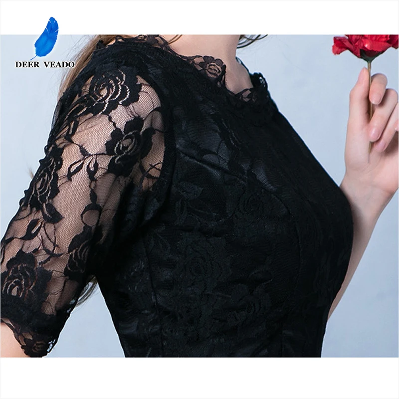 Женское вечернее платье DEERVEADO Длинное Черное для особых случаев YM301E|black formal evening