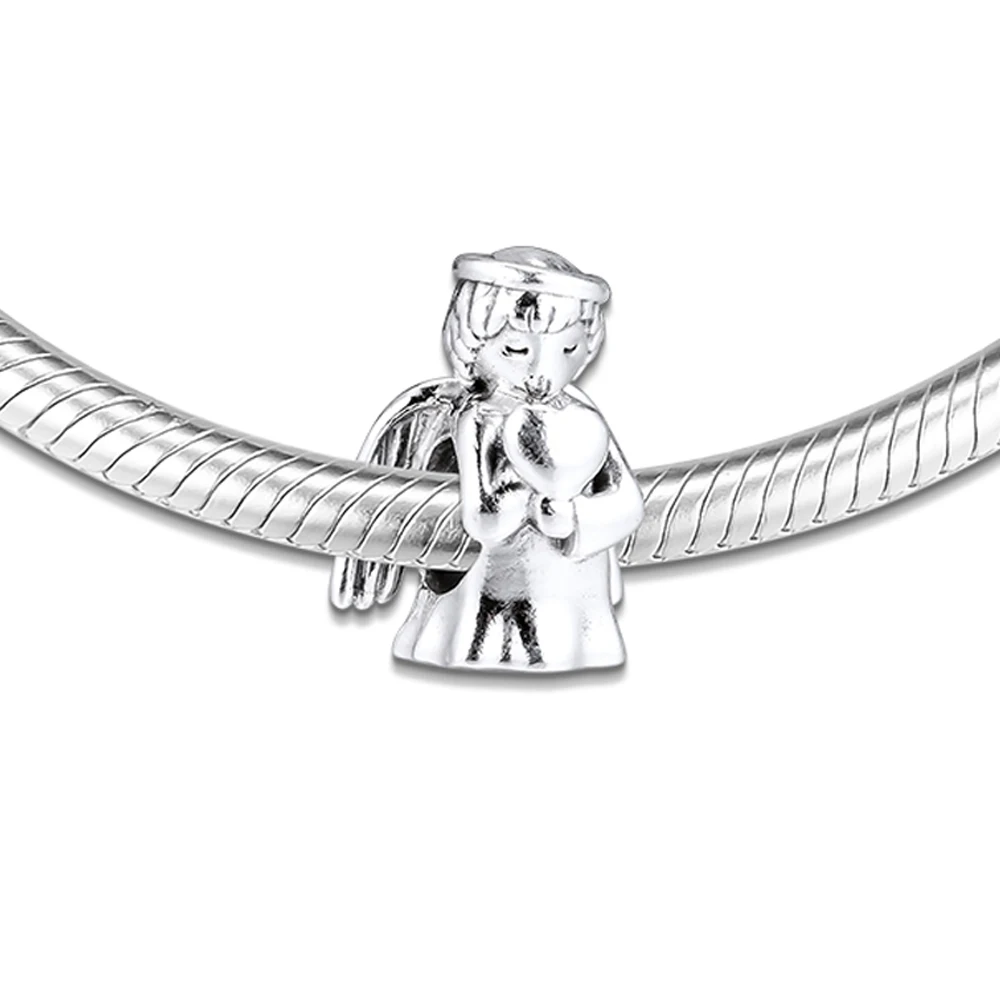 QANDOCCI 925 пробы серебряный оригинальный Ангел любви Шарм подходит для браслетов