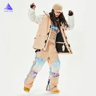 Женский лыжный костюм, горячая Распродажа, плотная Зимняя Теплая Лыжная куртка для сноуборда, уличные спортивные лыжные брюки, комплекты, Женское лыжное пальто для снега