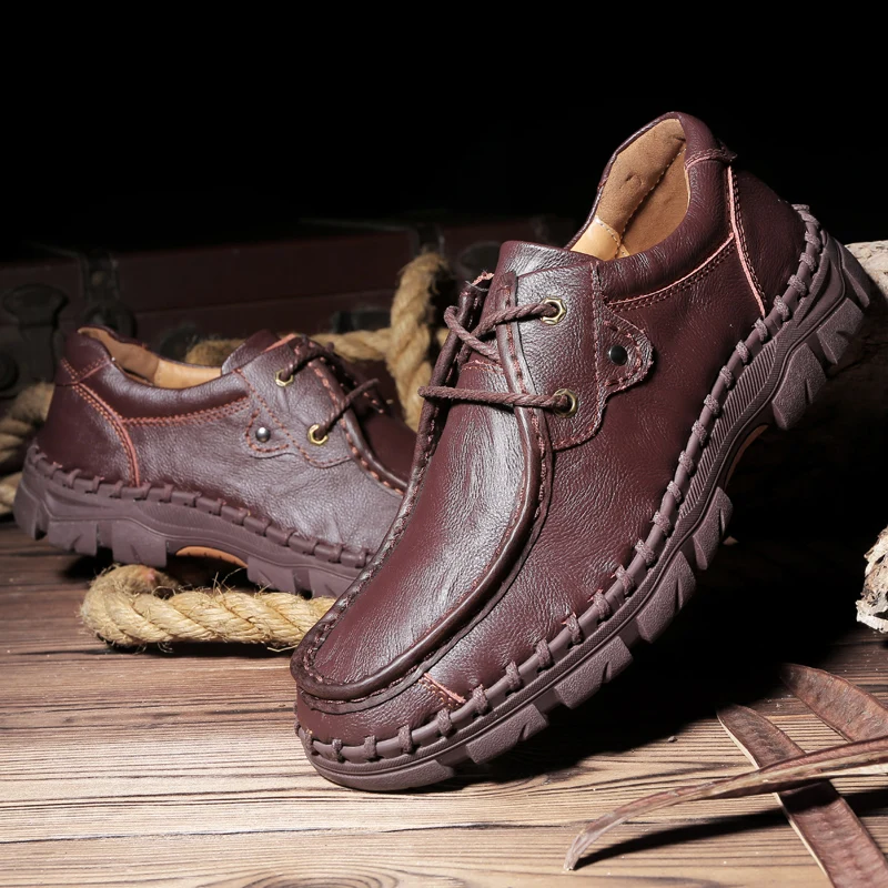 Business Formal Shoes 100% Cow Leather Casual Winter Men Loafers Slip On Fashion Moccasins Outdoor Tooling shoes size 48 | Обувь