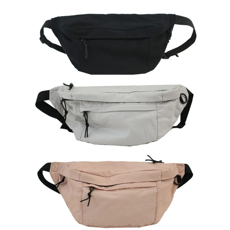 D0LF большой Ёмкость холщовая поясная сумка сплошной Цвет на молнии через плечо
