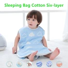Детский спальный мешок, хлопковый 6-слойный марлевый жилет для защиты от ударов, унисекс, носимое одеяло для сна без рукавов