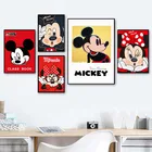 Disney милый живопись на холсте, мультфильмы с Микки Маусом и Минни Маус комплект Мышь плакаты и отпечатки современные потолочные фрески гостиная украшения дома