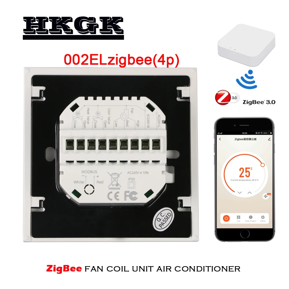 2 трубы 4 трубы ZigBee кондиционер термостат программирование, для  отопления и охлаждения, управление с tuya APP Alexa Google home | AliExpress