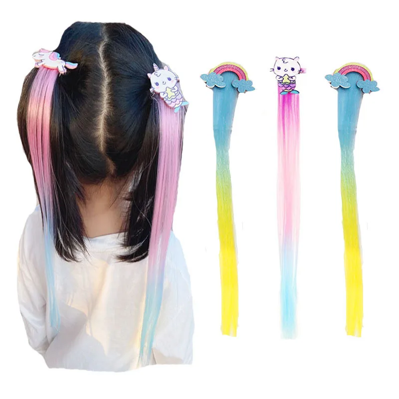 

Cute Girl Hairpin Children Cartoon Wig Hair Clip Unicorn Cute Baby Girl Hairpin Side Clip Bangs Clip