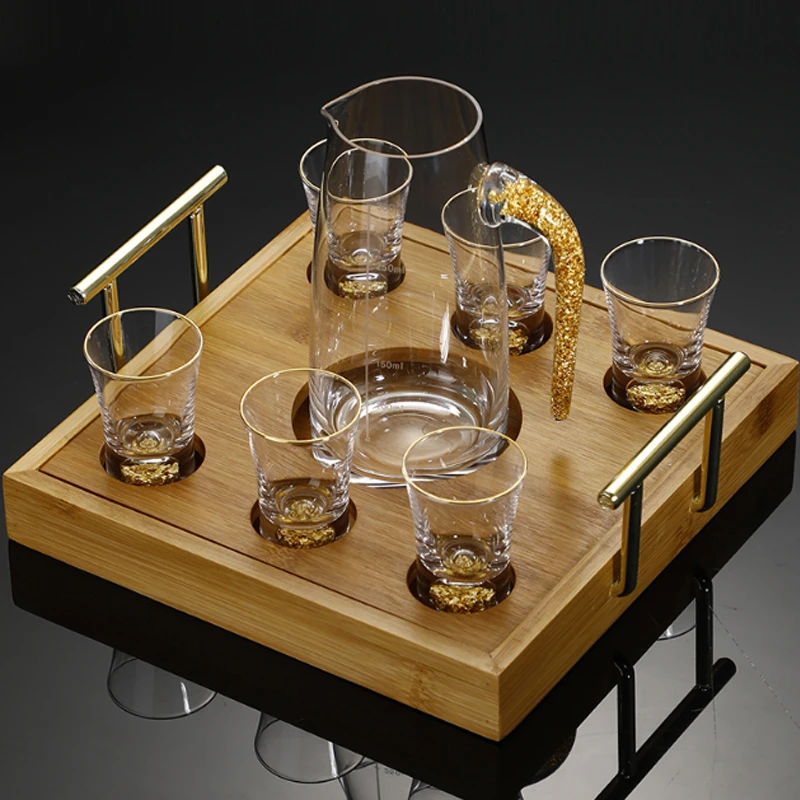 

CAKEHOUD Lead-free High-grade Gold Foil White Wine Cup Wine Divider Set Household Crystal Glass Liquor Cup Small Gift Box