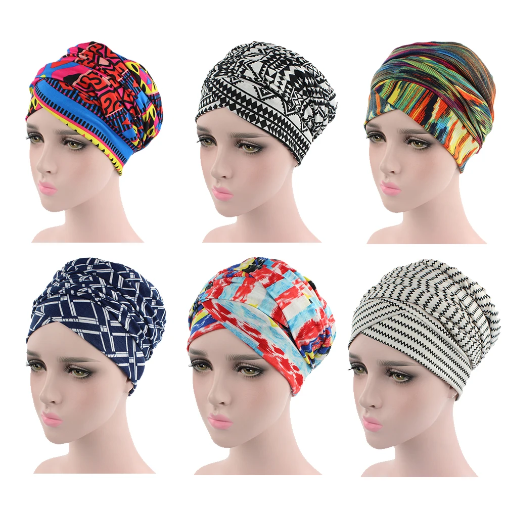 

Helisopus Women New African Cotton Scarf Wrapped Head Turban Ladies Hair Accessories Scarf Hat Headwrap Long Tail Cap Chemo Hats