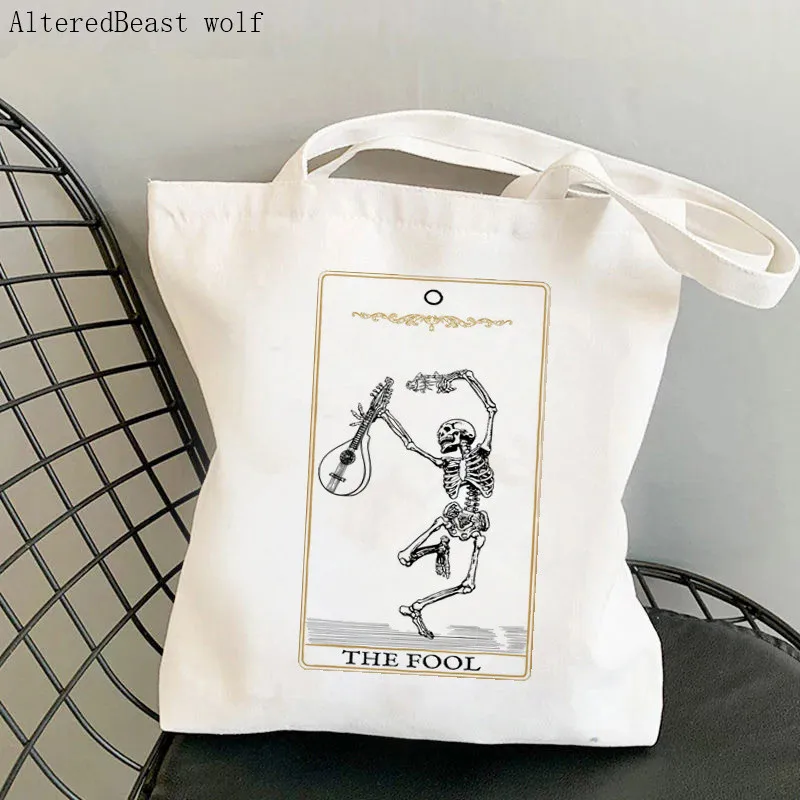 

Women Shopper bag The skull dancing Tarot Card Bag Harajuku Shopping Canvas Shopper Bag girl handbag Tote Shoulder Lady Bag