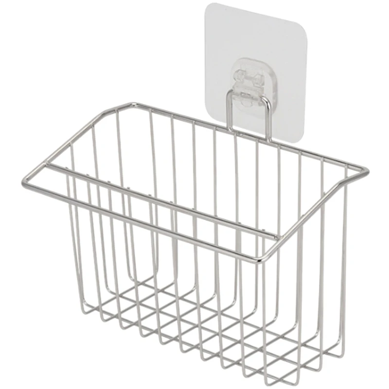 

3-In-1 Adhesive Kitchen Sponge Holder, Dish Brush Holder And Dish Cloth Holder, Stainless Steel Kitchen Sink Organization Basket