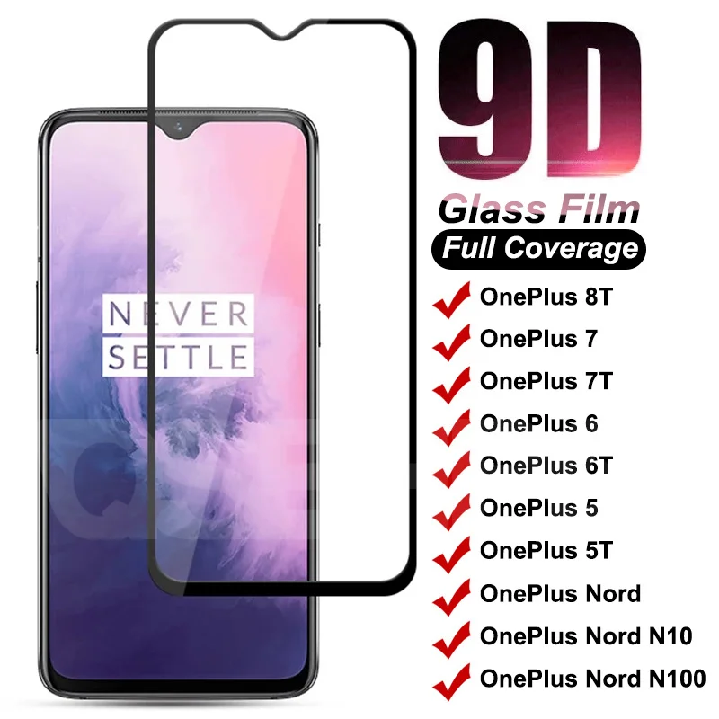 

9D Full Protective Glass For Oneplus 5 5T 6 6T 7 7T 8T Screen Protector 1+7 1+8T One Plus Nord N10 N100 Tempered Glass Film Case