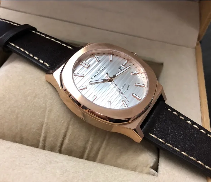 Мужские светящиеся часы Parnis с сапфировым стеклом 42 мм японские ювелирные изделия