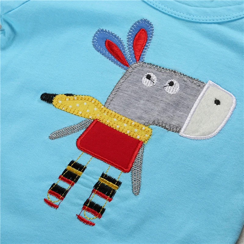 2020 New Spring 2pcs Baby Girl Clothes Autumn Boys Colorful Cartoon Donkey Pattern Cotton T-shirt and Trousers Set Kids Clothing | Детская