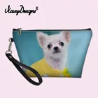 Женские сумки для макияжа на заказ с принтом Чихуахуа и собаки, косметический чехол для девочек, косметичка