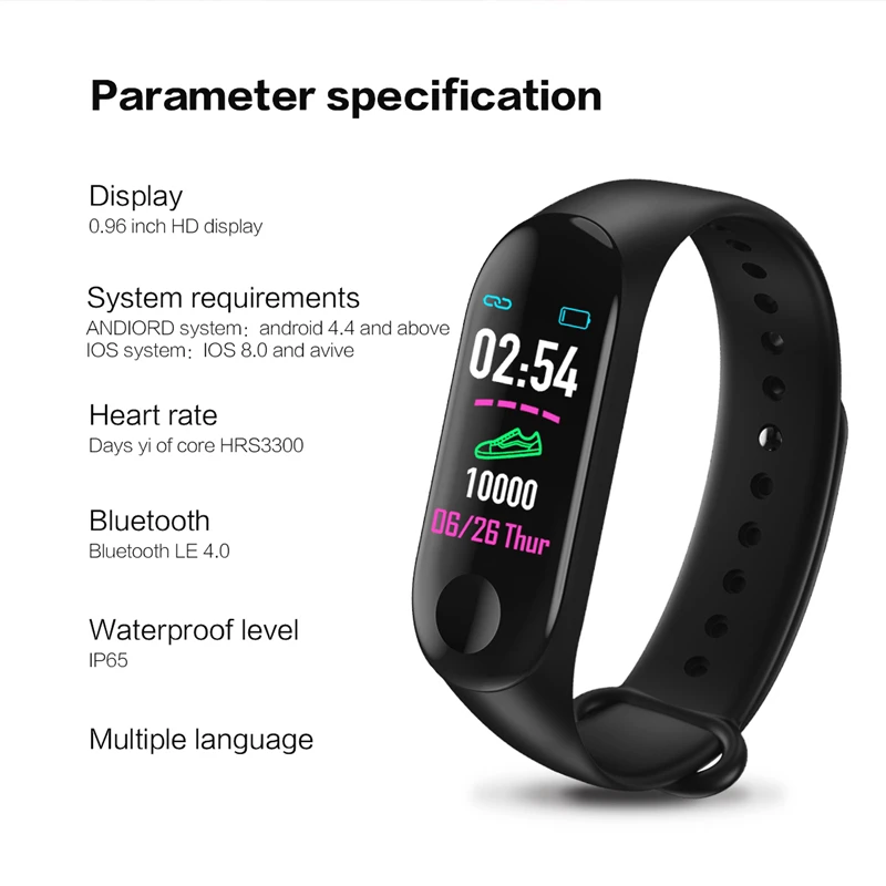 Смарт браслет ESEED M3 с пульсометром фитнес трекер смарт PK xiao mi Band 4 honor band 5 fitbits
