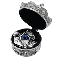 vintage jewelry box antique crown design trinket treasure chest storage organizer metal earrings necklacering holder s