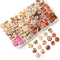 150225pcs multi pattern wooden buttons childrens crafts handmade sewing accessories buttos wedding decoration for clothes 1box
