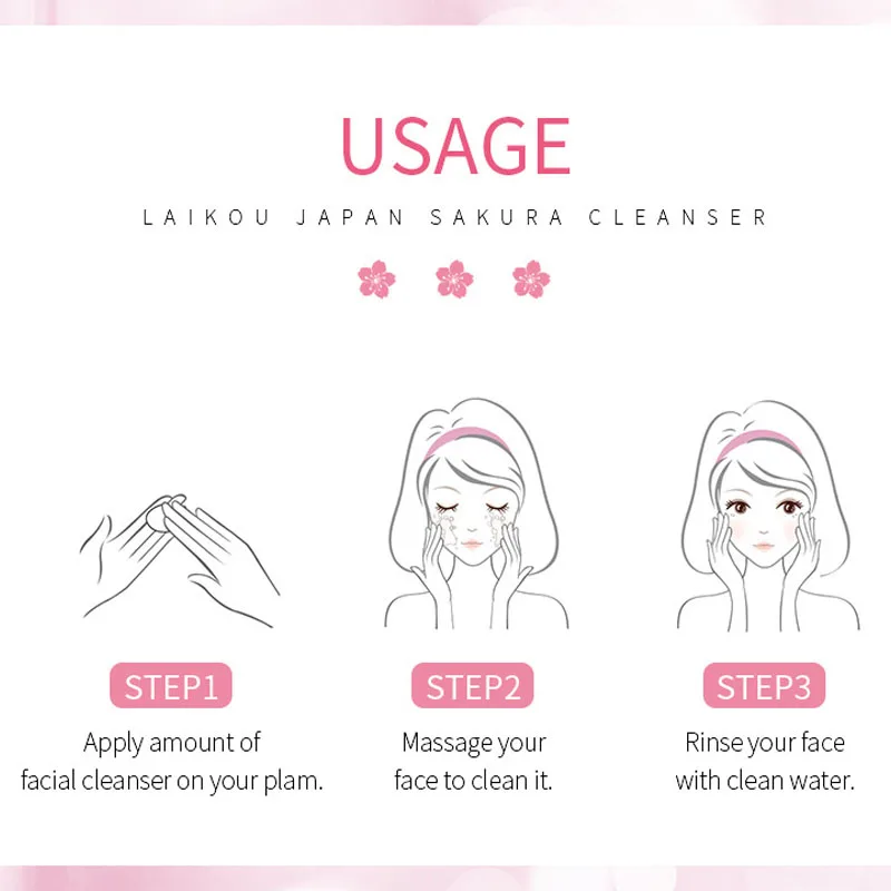 

LAlKOU Japan Sakura Face Cleanser Facial Scrub Cleansing Remove Blackhead Shrink Pores Deep Clean Oil Control Moisturizing Care