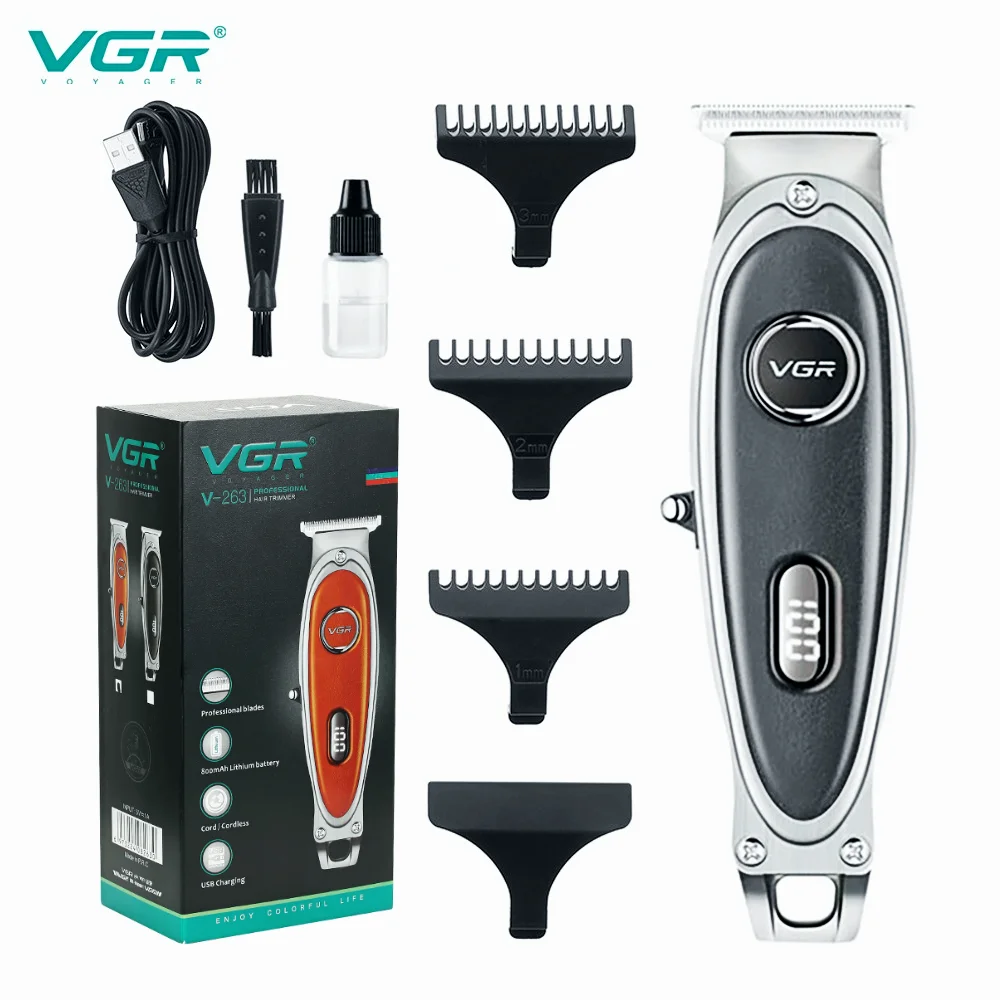 VGR Professional Hair Cutting Machine Retro Leather Metal Electric Hair Clipper USB Charging Hair Trimmer Household Haircut V263 enlarge