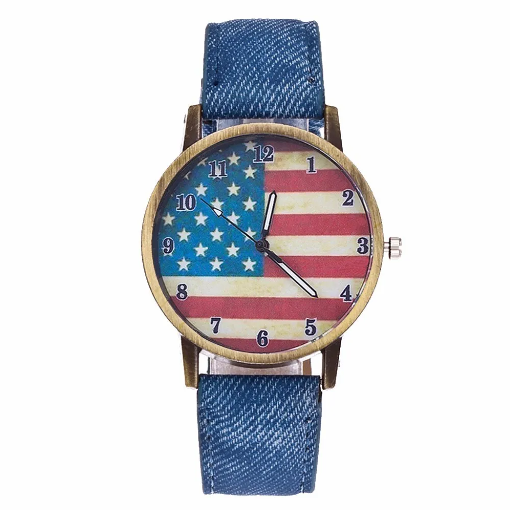 Популярные модные женские часы с флагом США повседневные Роскошные Кварцевые