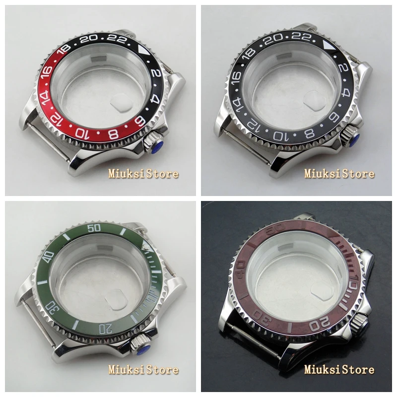 Серебристый чехол из полированной нержавеющей стали 40 мм сапфировое стекло