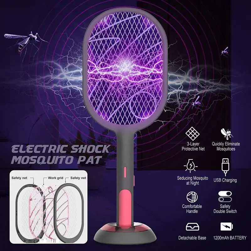 

3000V Electric Mosquito Racket Insect Mosquito Killer Lamp Swatter UV Light USB Rechargeable Anti Mosquito Bug Fly Killer